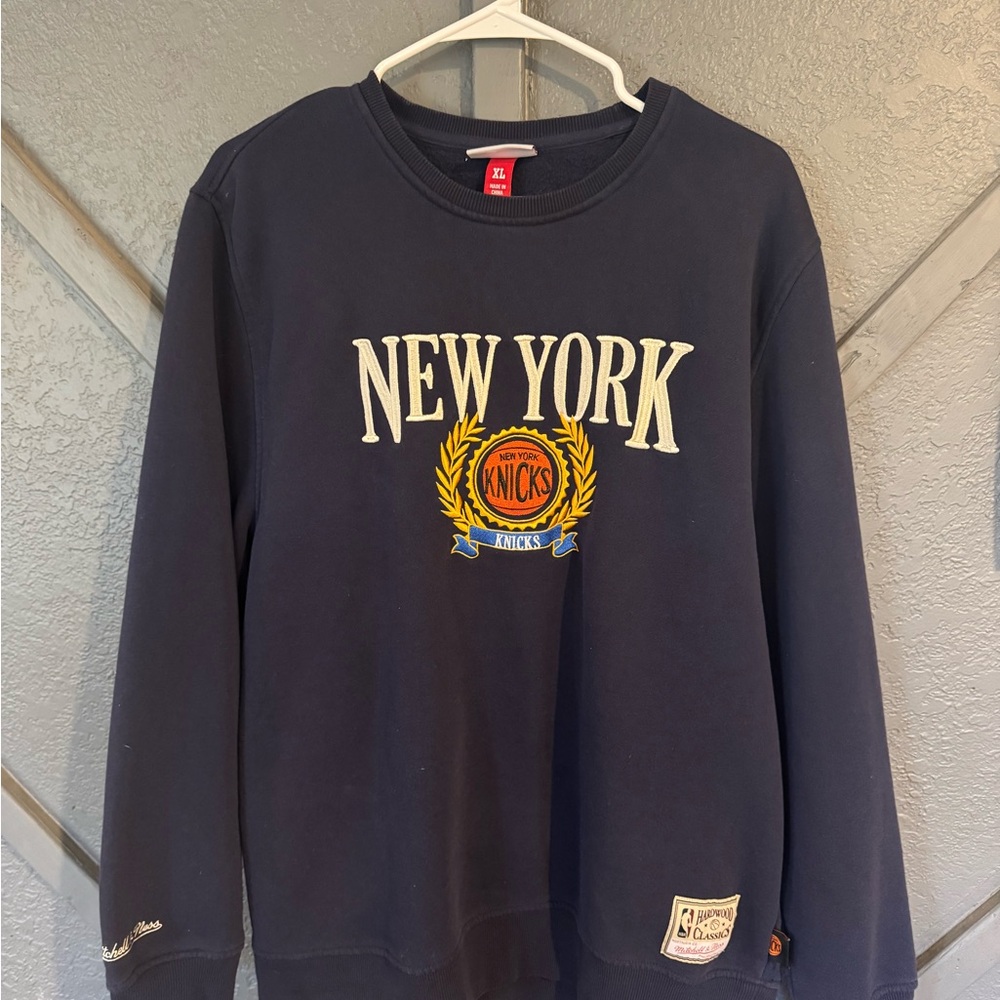 Mitchell & Ness New York Knicks Navy Crewneck Sweater